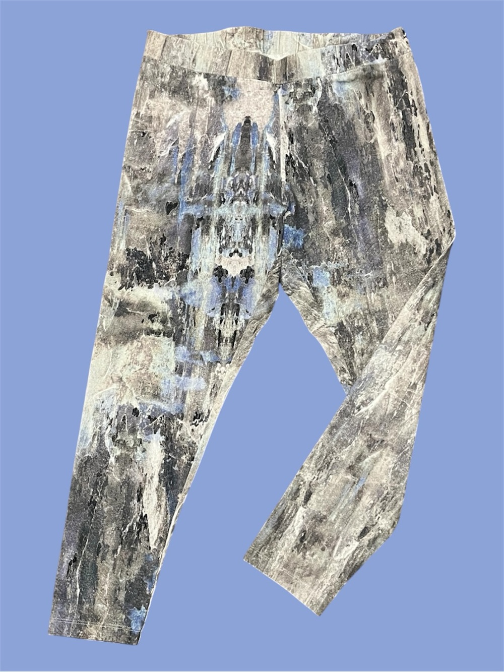 Soft Surroundings grey and blue patterned cotton leggings size women’s PM